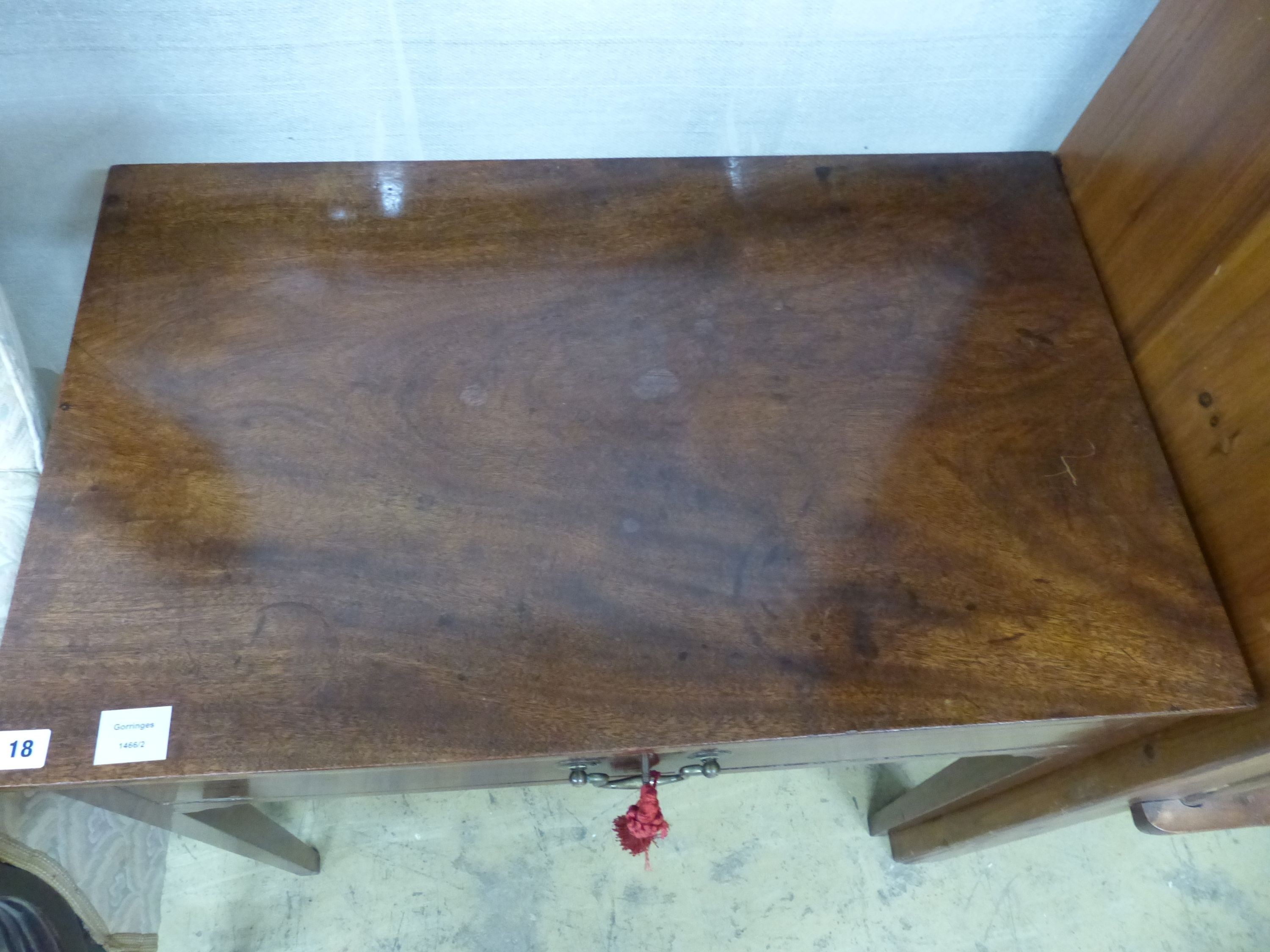 A George III rectangular mahogany side table, W.80cm D.49cm H.72cm